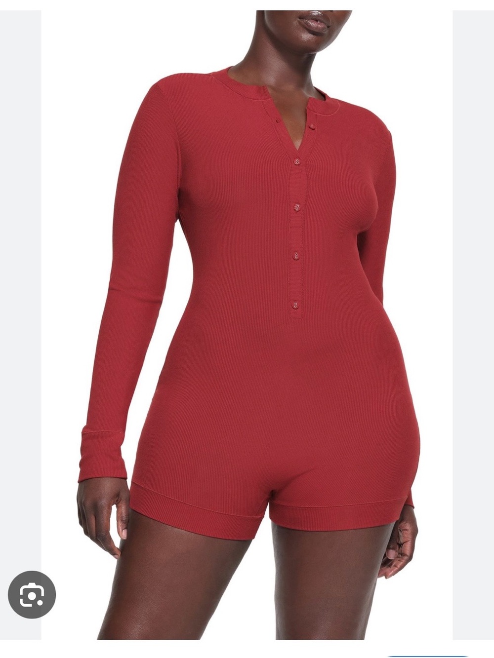 SKIMS Brick Henley onesie